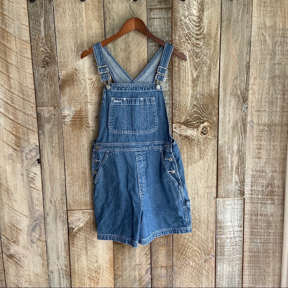 Vintage Gap Factory Medium Wash Overall Shorts M
